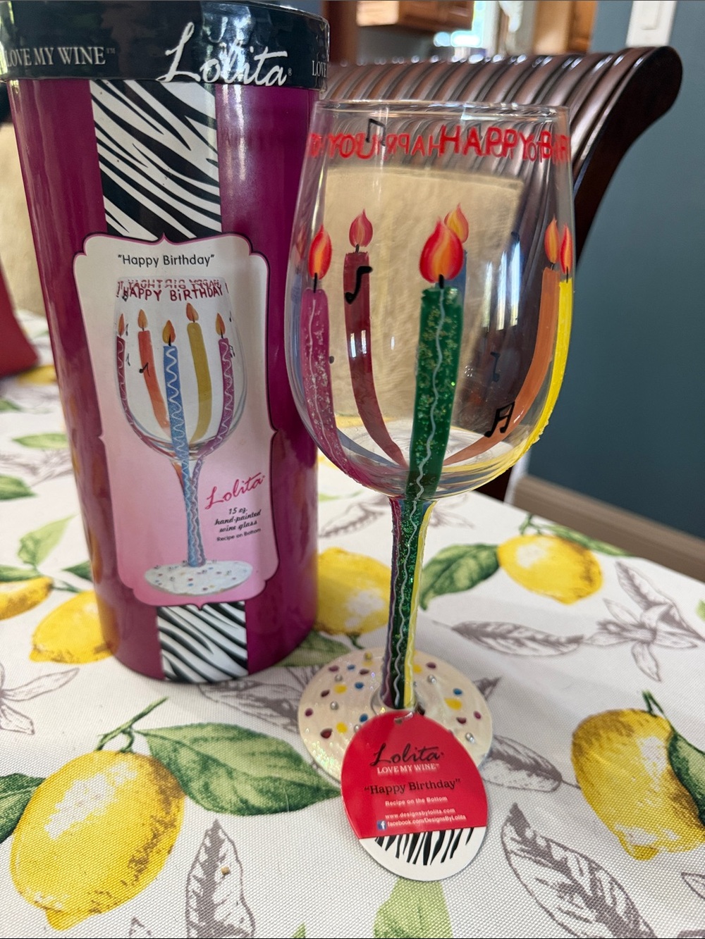 Lolita Multicolor Birthday Candle Stem Wine Glass